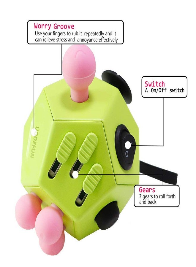 UOOEFUN Fidgets Toy,12 Sided Cube Toys,Autism Toy,Relief Stress Cube Toy,Sensory Toy, Anxiety Toy for Childens and Adults with Improve Attention and Relieve Stress (Green / A3) - Image 3